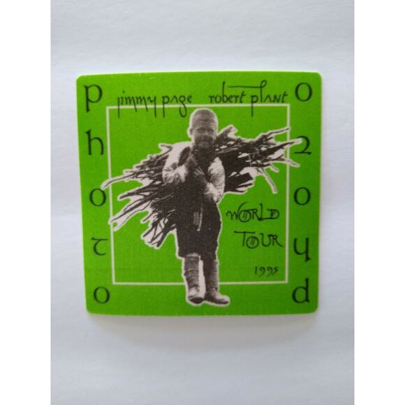 Jimmy Page Robert Plant Backstage Pass Led Zeppelin 1995 Hard Rock Music Green - Picture 3 of 4